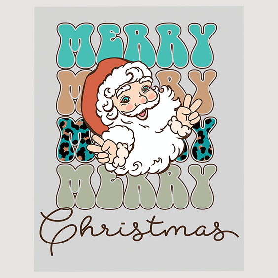 Patterned Merry Christmas Santa Ready to Press DTF Transfer