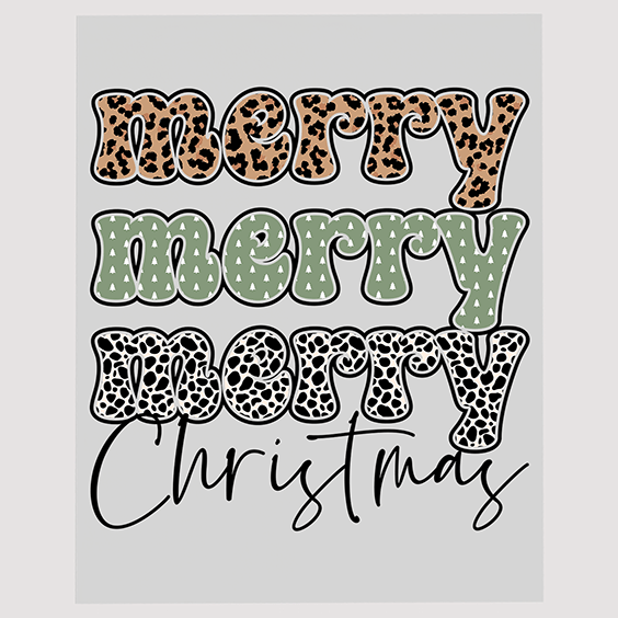 Merry Country Christmas Typography Ready to Press DTF Transfer