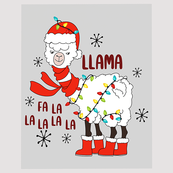 Christmas Llama Fa La La La La Ready to Press  DTF Transfer