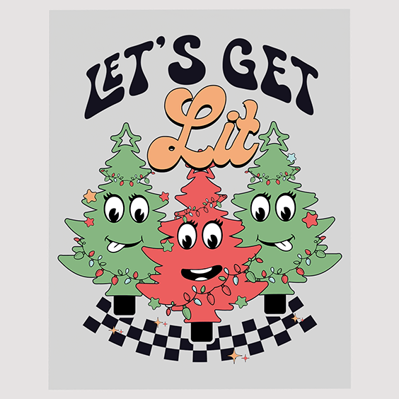 Festive Christmas Trees with Personality Ready to Press DTF Transfer