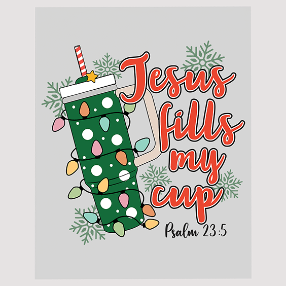 Inspirational Christmas DTF Transfer Print - Psalm 23:5