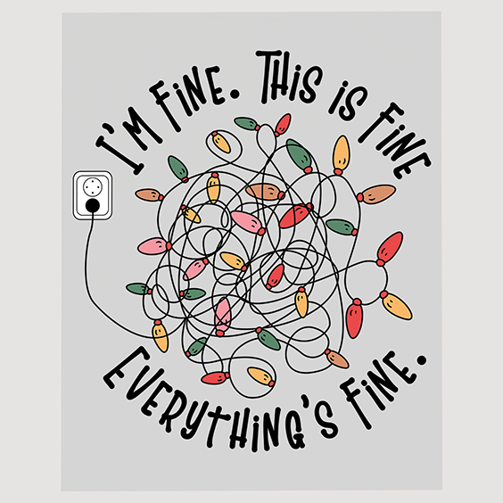 Tangled Christmas Lights DTF Transfer - Holiday Stress Humor