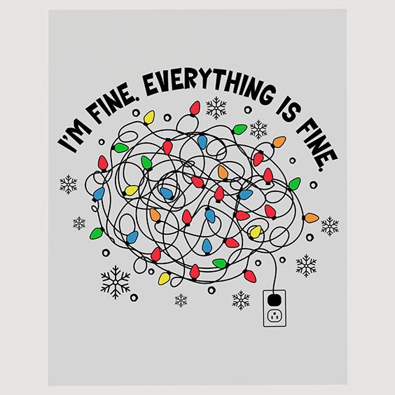 Monochrome Christmas Lights Knot DTF Transfer