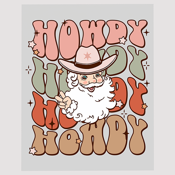 Cowboy Santa Claus DTF Transfer - Southern Christmas Greeting