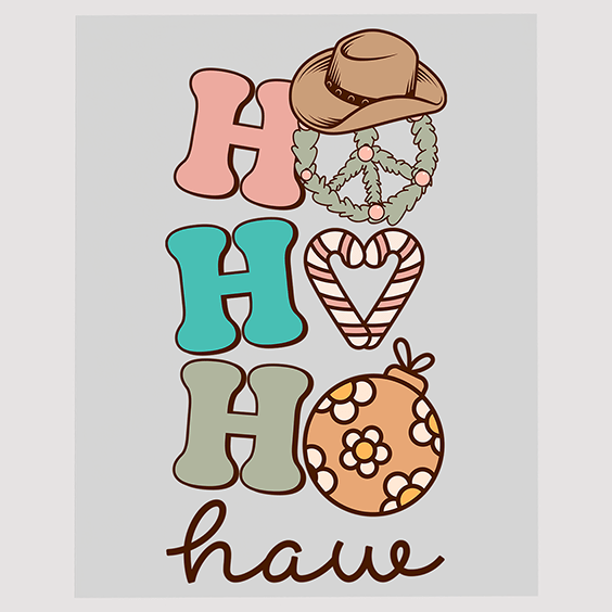 Western Christmas Greeting DTF Transfer - Holiday Cowboy Decor