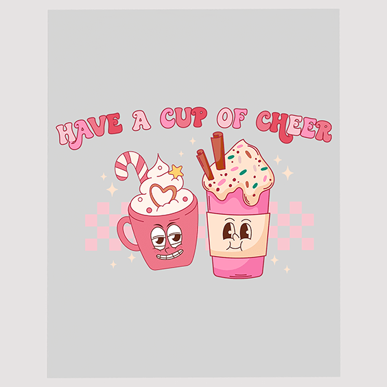 Cheerful Holiday Drinks DTF Transfer - Festive Beverage Duo