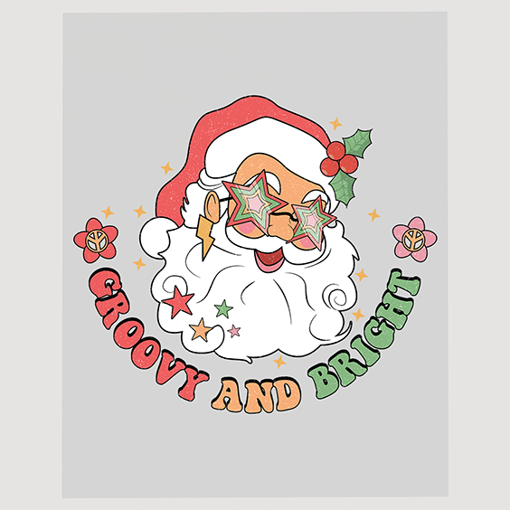 Groovy Santa Claus DTF Transfer - Retro Christmas Design