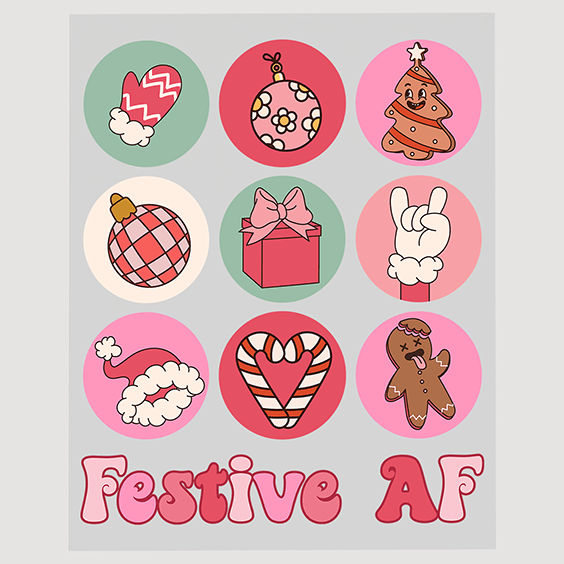 Festive AF Christmas Icon Ready to Press DTF Transfer