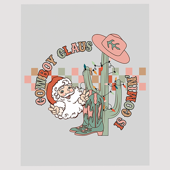 Cowboy Claus Christmas Ready to Press DTF Transfer