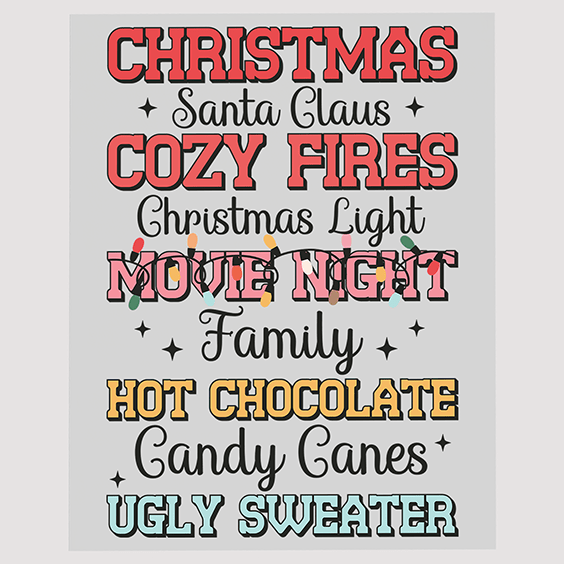 Cozy Christmas Vibes Ready To Press DTF Transfer