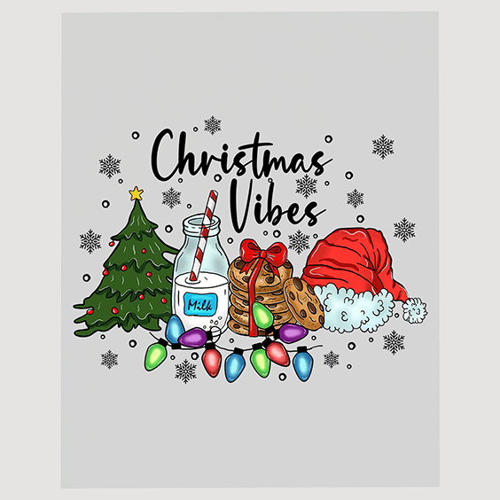 Christmas Vibes Santa and Tree Ready to Press DTF Transfer