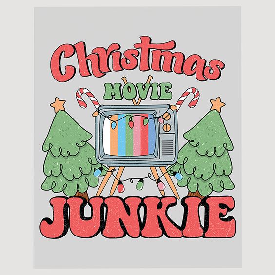 Christmas Movie Junkie Ready to Press DTF Transfer