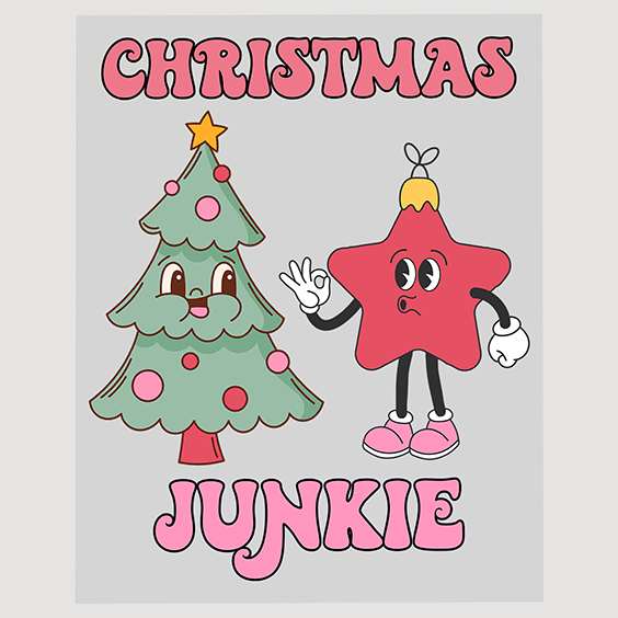 Playful Christmas Junkie DTF Transfer