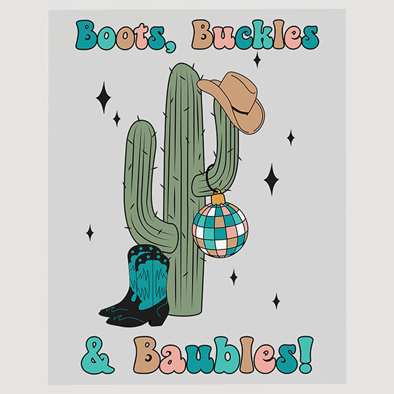 Western Christmas Cactus DTF Transfer