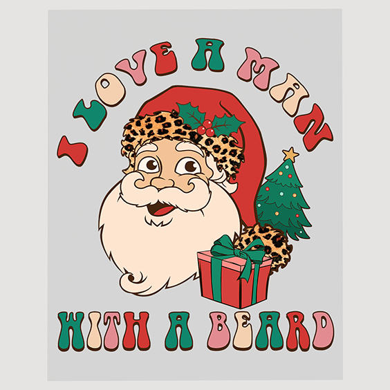 Bearded Santa Christmas Ready to Press DTF Transfer