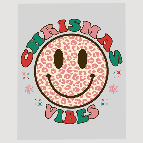 Leopard Print Christmas Vibes Ready to Press DTF Transfer