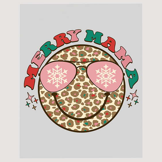 Merry Mama Leopard Print Christmas Ready to Press DTF Transfer