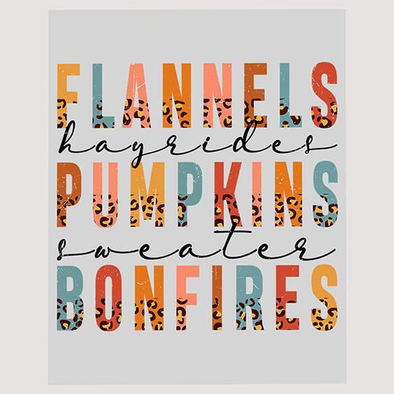 Cozy Autumn Vibes DTF Transfer - Flannels & Bonfires Design