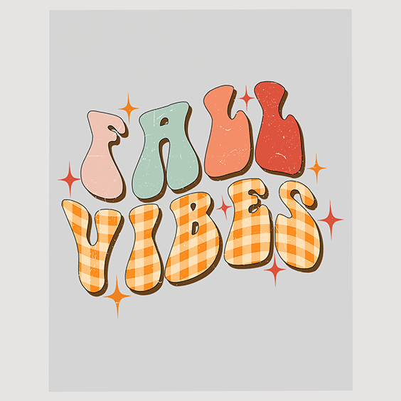 Laid-Back 'Fall Vibes' DTF Transfer - Casual Autumn Typography