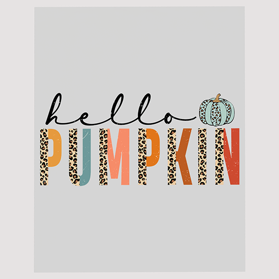 Friendly 'Hello Pumpkin' DTF Transfer - Warm Fall Greeting Design