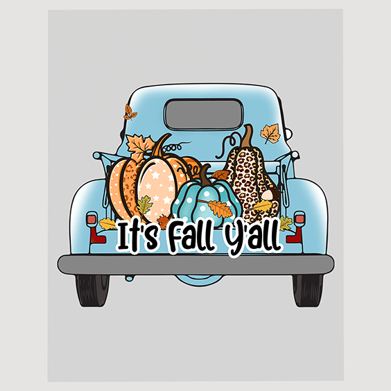 Retro Pickup 'It's Fall Y'all' DTF Transfer - Vintage Truck with Pumpkins
