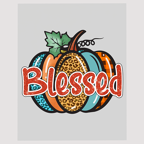 Harvest Joy 'Blessed' Pumpkins DTF Transfer - Thankful Autumn Design