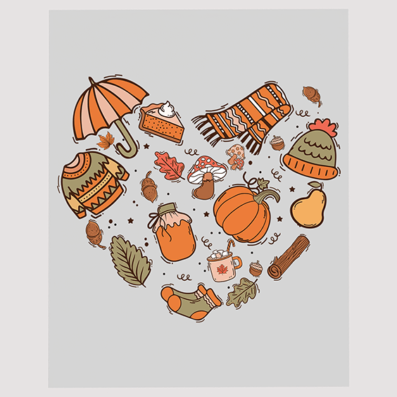 Cozy Fall Essentials DTF Transfer - Autumnal Comfort Items Circle