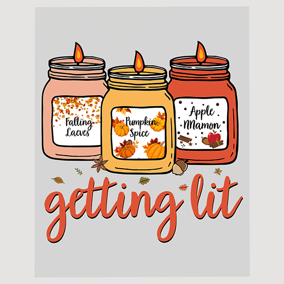 Autumn Ambiance 'Getting Lit' Candle DTF Transfer