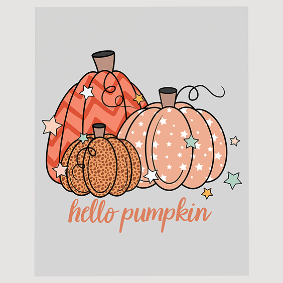 Warm Welcome Pumpkin Patch DTF Transfer - Striped & Starry Pumpkins