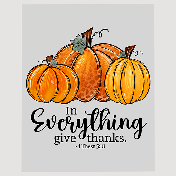 Thanksgiving Pumpkin DTF Transfer - Gratitude Scriptural Design