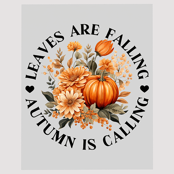Fall Floral Pumpkin DTF Transfer - Autumn is Calling Design