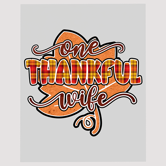 Grateful Heart Leaf DTF Transfer - One Thankful Wife Autumn Design