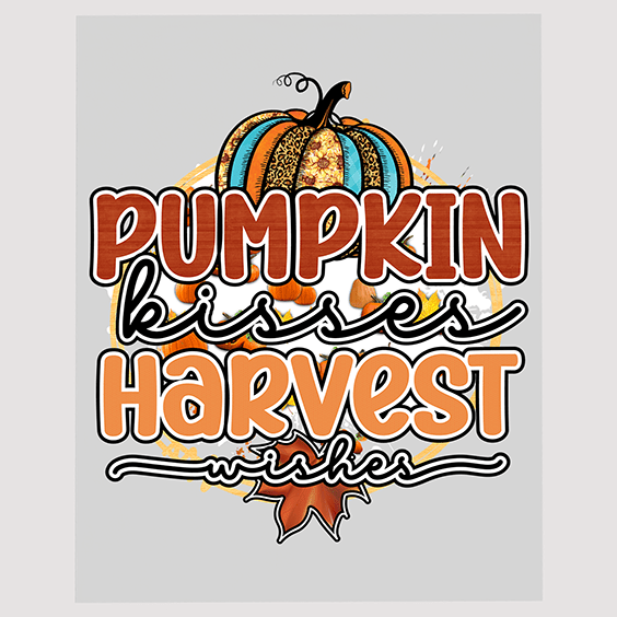 Festive Pumpkin Kisses Harvest Wishes DTF Transfer - Fall Greetings Design