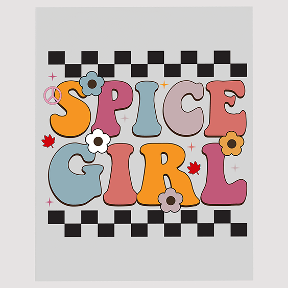 Groovy Spice Girl DTF Transfer - Retro Autumn Typography Design