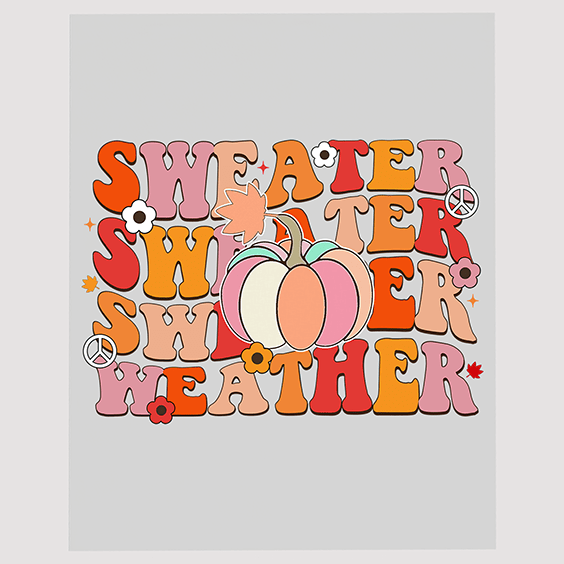 Sweater Weather Pumpkin DTF Transfer for Clothing