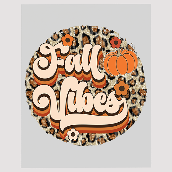 Fall Vibes Circle Pumpkin DTF Transfer