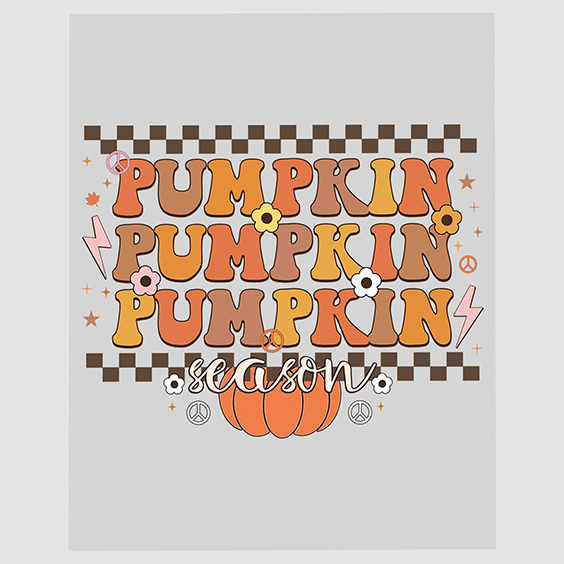 Pumpkin Season Checkerboard DTF Transfer