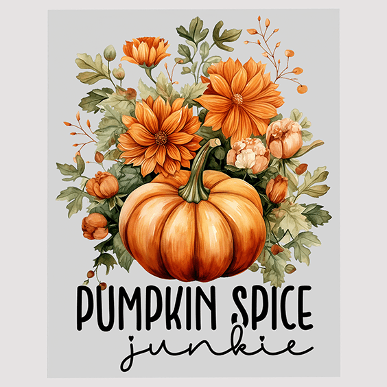 Pumpkin Spice Junkie Floral Ready to Press DTF Transfer