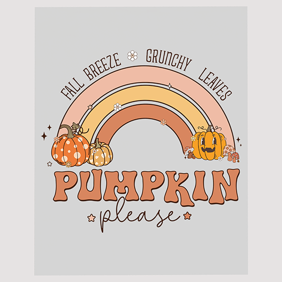 Fall Breeze and Pumpkin Please Rainbow DTF Transfer