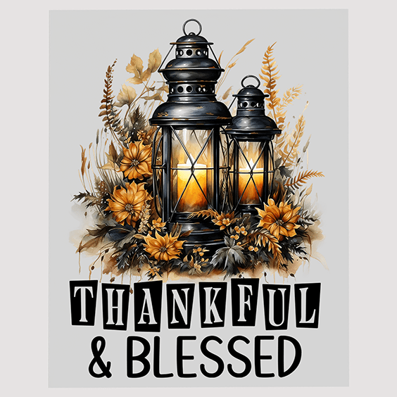 Thankful & Blessed Lantern Autumn Ready to Press DTF Transfer