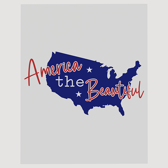 "America the Beautiful" United States Outline Ready to Press DTF Transfer