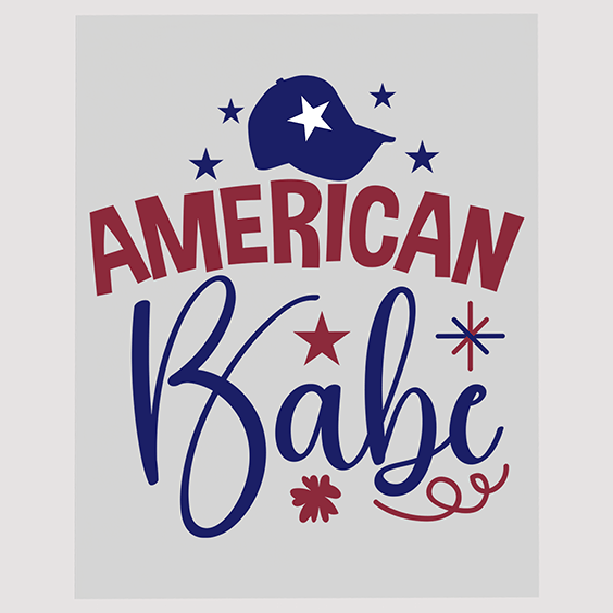 "American Babe" Casual Patriotic Ready to Press DTF Transfer
