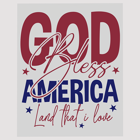 Elegant Script God Bless America DTF Transfer - Land That I Love