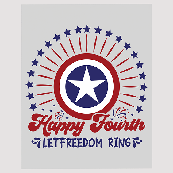 Happy Fourth Let Freedom Ring Star Circle Design DTF Transfer