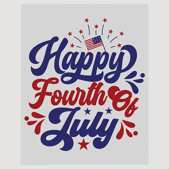Patriotic Happy Fourth of July Flag DTF Transfer Design