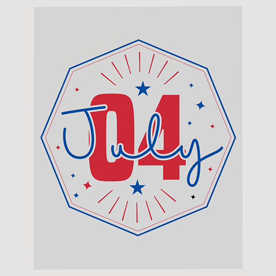 Hexagon July 4th Patriotic DTF Transfer Design