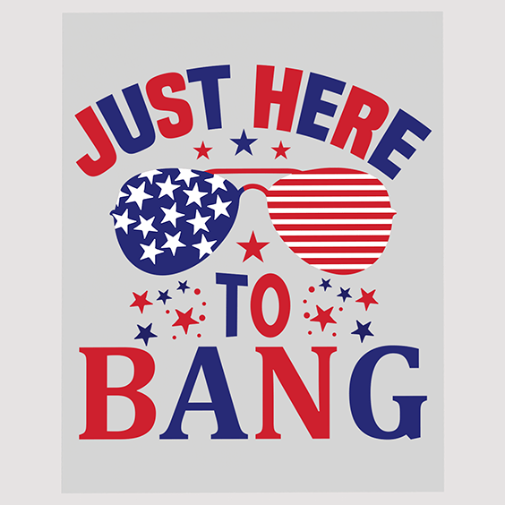 Patriotic Sunglasses Just Here to Bang DTF Transfer for Fourth of July