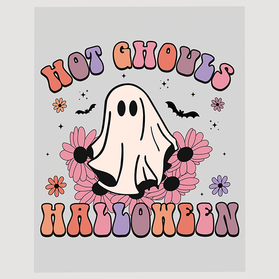 Hot Ghouls Halloween DTF Transfer with Floral Accents