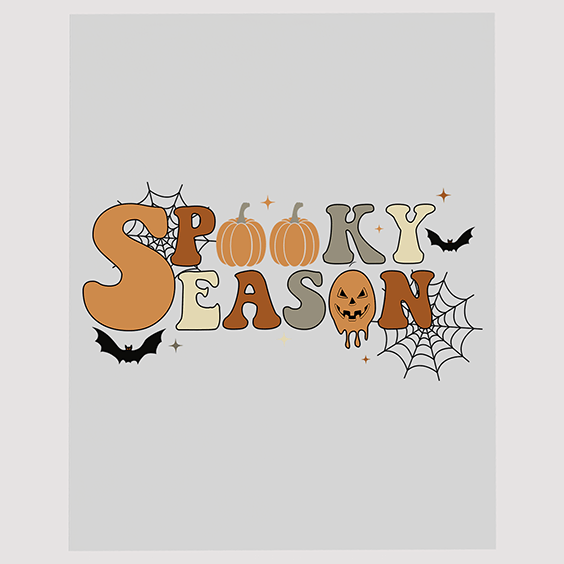 Spooky Season Pumpkin and Bat DTF Transfer