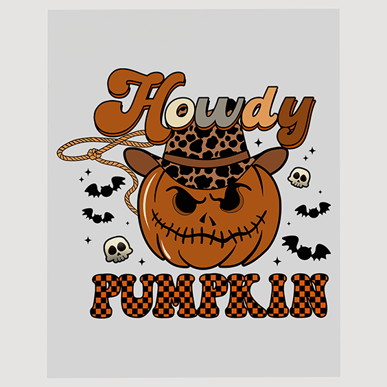 Howdy Pumpkin Cowboy Halloween DTF Transfer